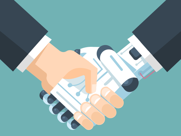 Illustration zum Thema Digitalisierung (Handshake)